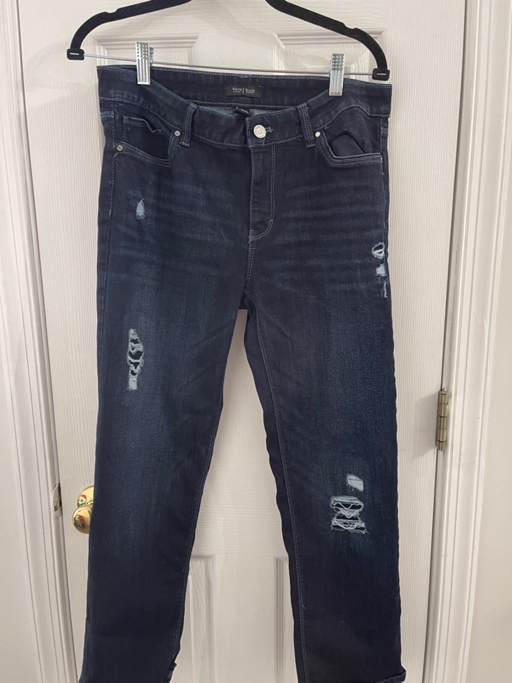 Dark Wash Distressed Women’s Crop Jeans
